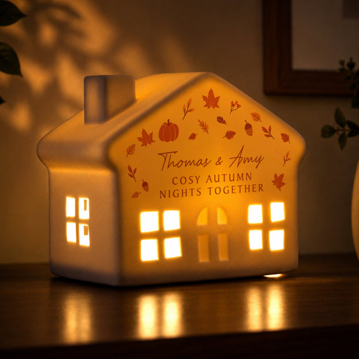 Personalised Autumnal Leaves LED House Decoration Light