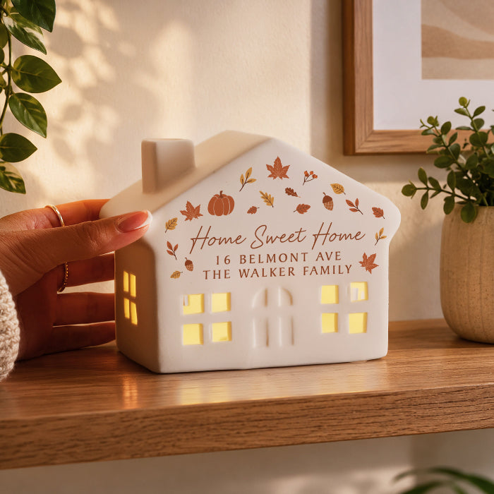 Personalised Autumnal Leaves LED House Decoration Light