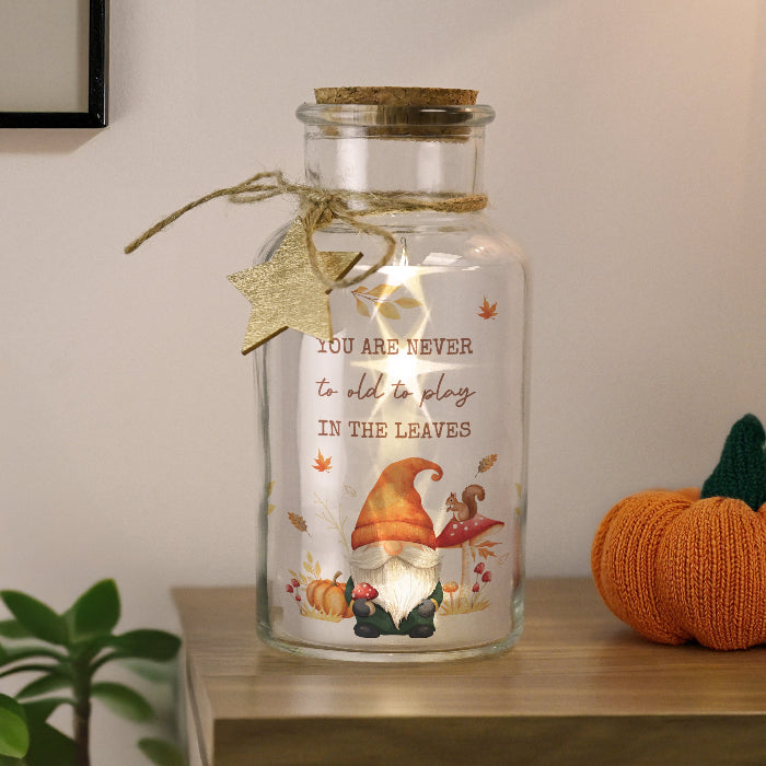 Personalised Autumn Gonk LED Light Up Jar Decoration