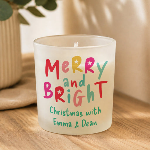 Personalised Merry & Bright Christmas Candle Jar