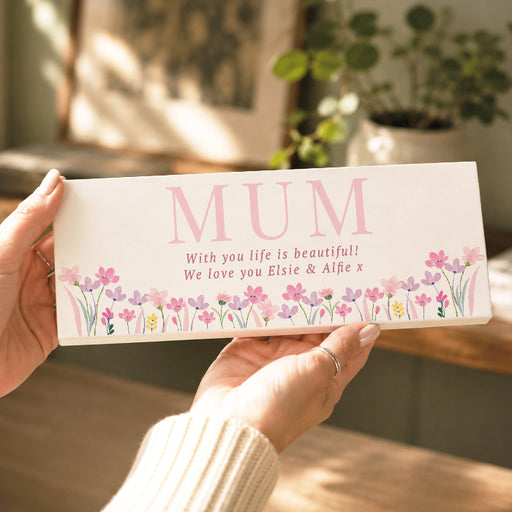 Personalised Floral Wooden Mum Ornament - Any Message