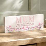 Personalised Floral Wooden Mum Ornament - Any Message