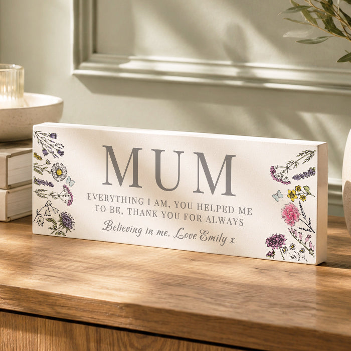 Personalised Wild Flowers Design Mum Ornament - Any Message