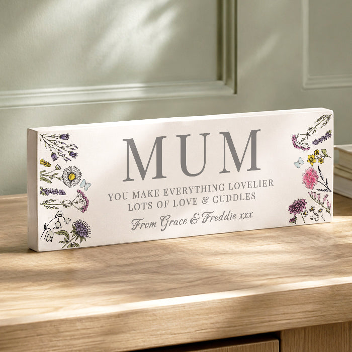 Personalised Wild Flowers Design Mum Ornament - Any Message