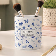 Personalised Blue Floral Storage Pot - Any Message
