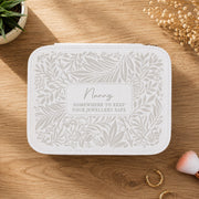 Personalised Cream Floral Leatherette Jewellery Box - Any Message