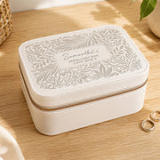 Personalised Cream Floral Leatherette Jewellery Box - Any Message
