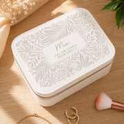 Personalised Cream Floral Leatherette Jewellery Box - Any Message