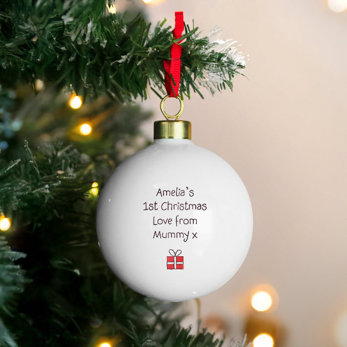 Personalised My 1st Christmas 2026 Bauble - Teddy Bear