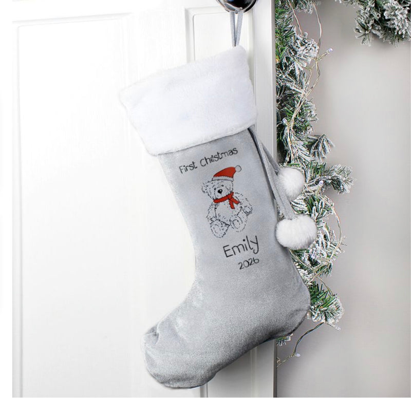 Personalised First Christmas 2026 Stocking - Teddy