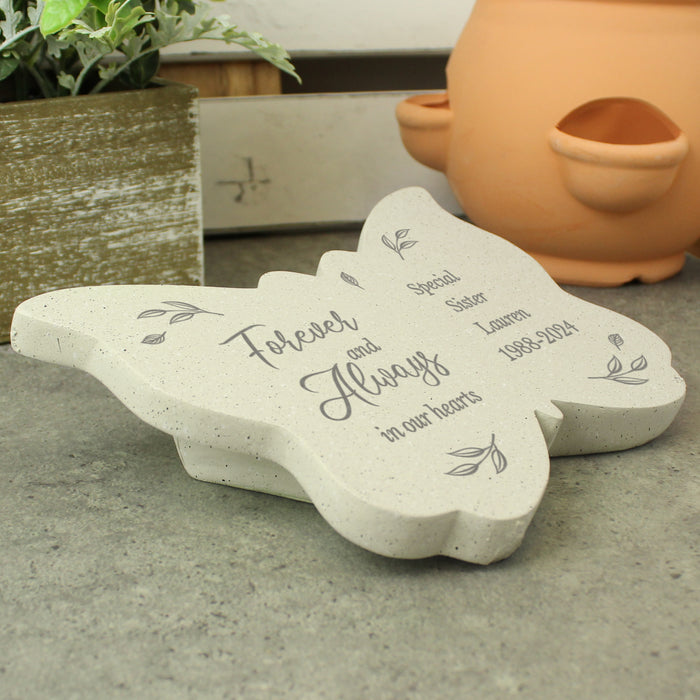 Personalised Forever and Always Butterfly Memorial Grave Ornament