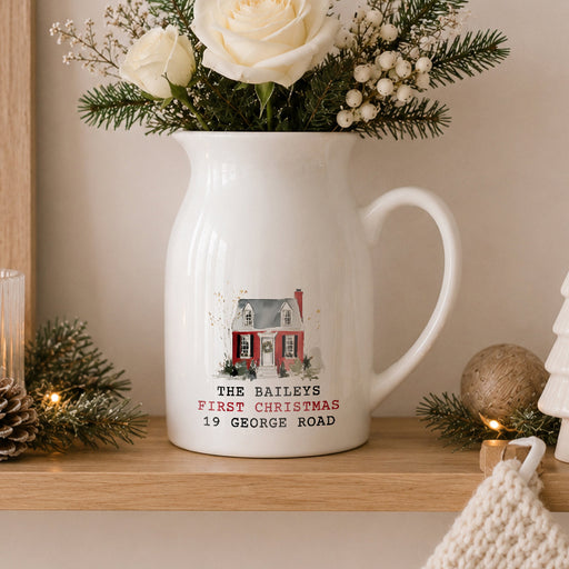 First Christmas in New Home Ceramic Jug Vase - Water Colour House