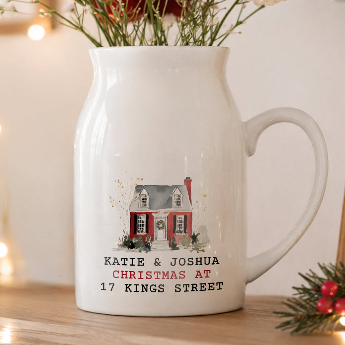 First Christmas in New Home Ceramic Jug Vase - Water Colour House