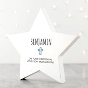 Personalised Religious Star Keepsake - Blue