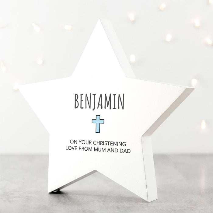 Personalised Religious Star Keepsake - Blue