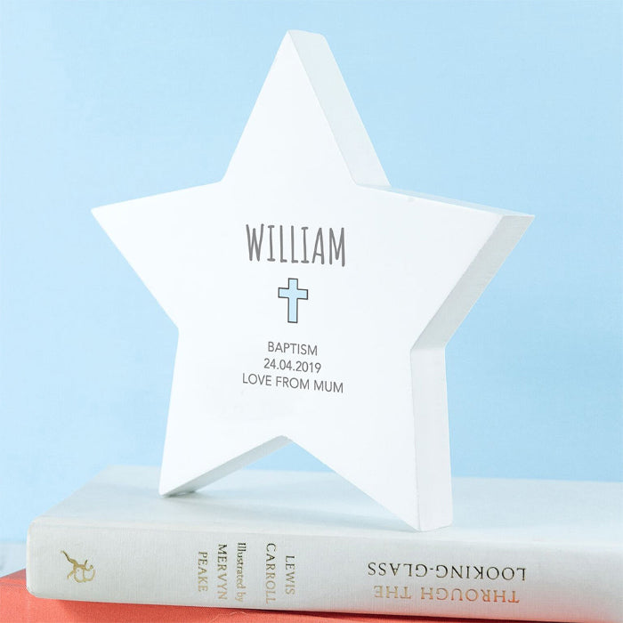 Personalised Religious Star Keepsake - Blue