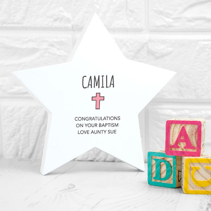 Personalised Religious Star Keepsake - Pink