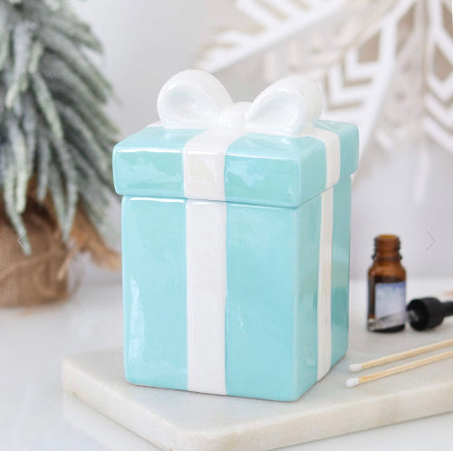 Blue Christmas Present Shaped Oil Burner