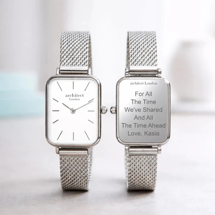 Engraved Ladies Architēct Lille Watch - Cloud Silver