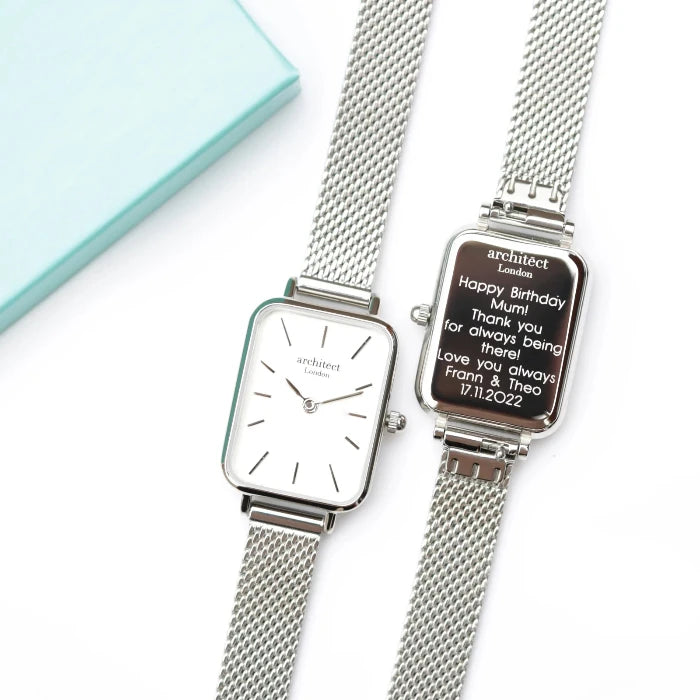 Engraved Ladies Architēct Lille Watch - Cloud Silver