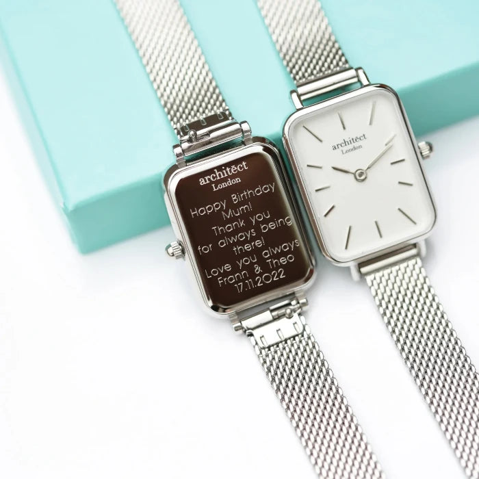 Engraved Ladies Architēct Lille Watch - Cloud Silver