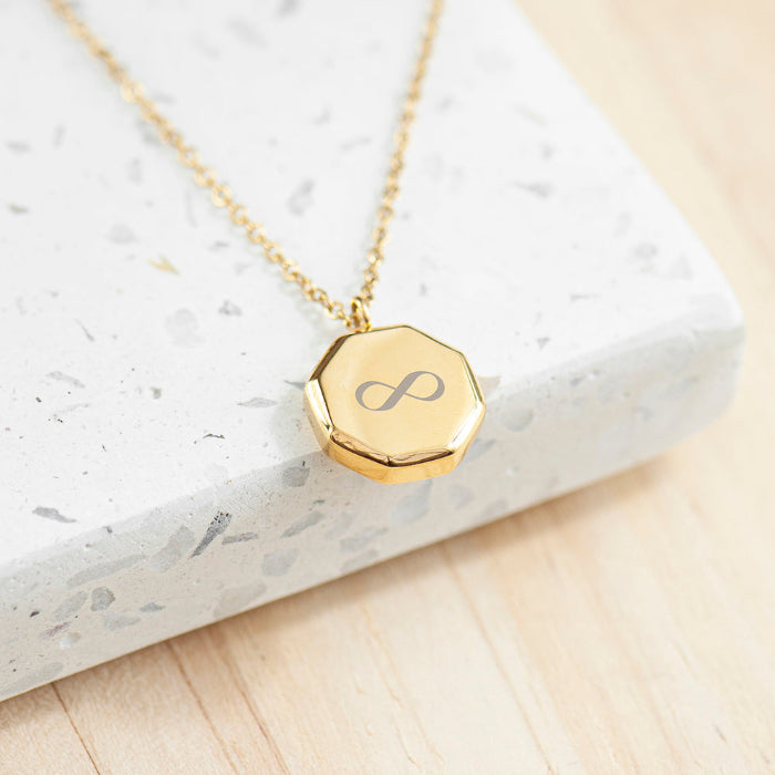 Infinity Shape Octagon Personalised Men's Gold Infinity Octagon Pendant Necklace