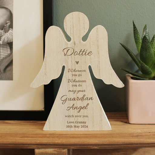 Personalised Guardian Angel Wooden Angel Decoration