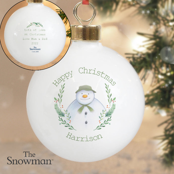 Personalised The Snowman Winter Garden Christmas Bauble
