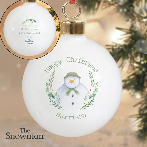 Personalised The Snowman Winter Garden Christmas Bauble