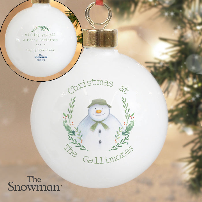 Personalised The Snowman Winter Garden Christmas Bauble