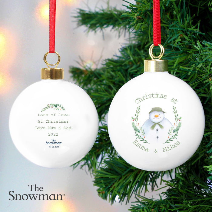 Personalised The Snowman Winter Garden Christmas Bauble