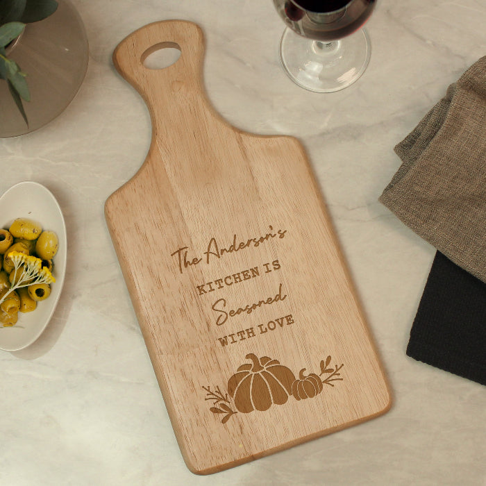 Personalised Autumn Paddle Chopping Board