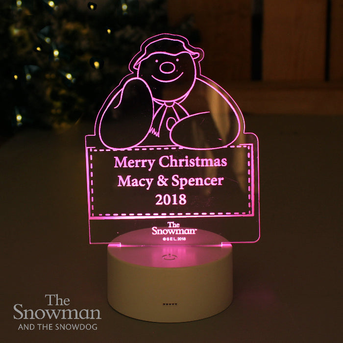 Personalised The Snowman LED Colour Changing Light Decoration