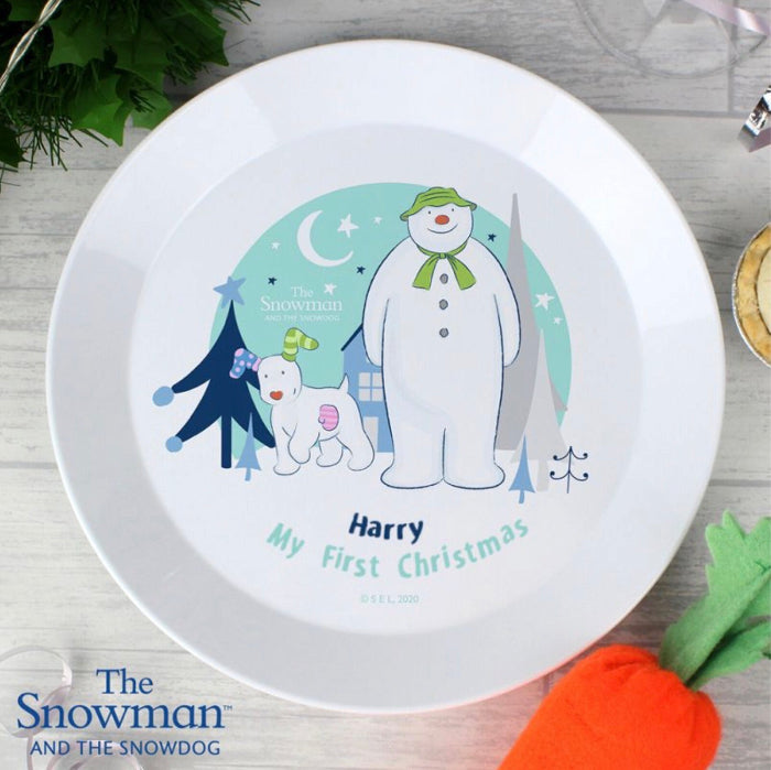 Personalised The Snowman and the Snowdog First Christmas Plate