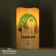 Personalised The Snowman and the Snowdog LED Christmas Candle