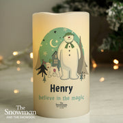 Personalised The Snowman and the Snowdog LED Christmas Candle