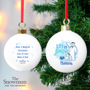 Personalised The Snowman & the Snowdog Let It Snow Christmas Bauble