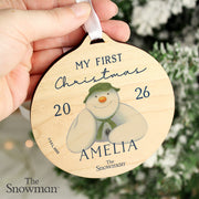 Personalised The Snowman Baby’s First Christmas 2026 Wooden Decoration