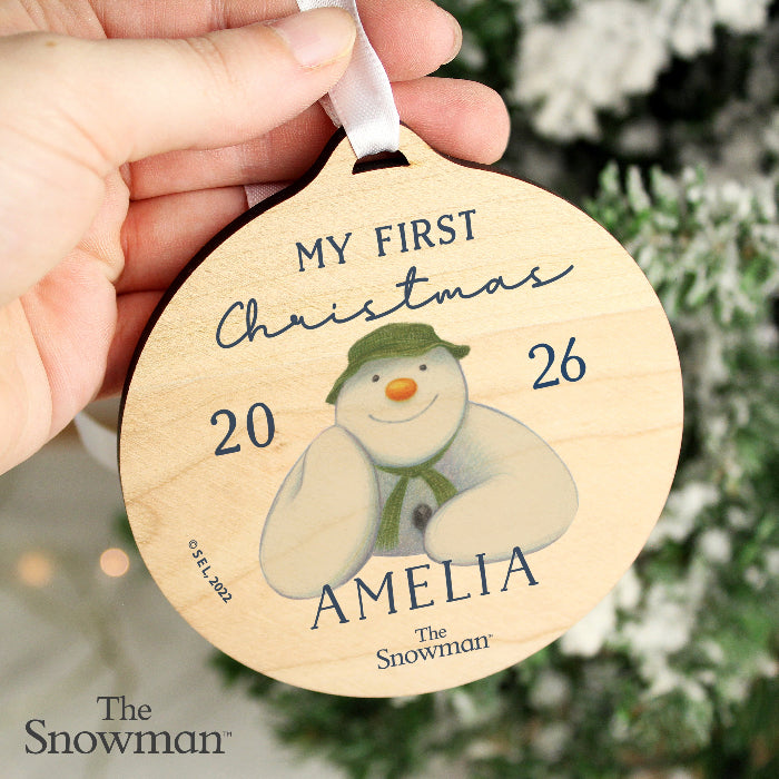 Personalised The Snowman Baby’s First Christmas 2026 Wooden Decoration