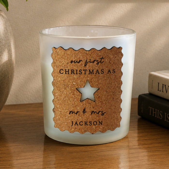 Personalised Star Cut Out Cork Christmas Candle Jar - Any Message