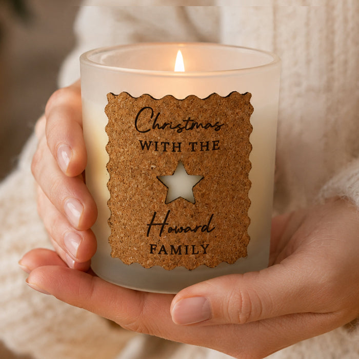 Personalised Star Cut Out Cork Christmas Candle Jar - Any Message
