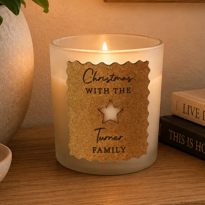 Personalised Star Cut Out Cork Christmas Candle Jar - Any Message