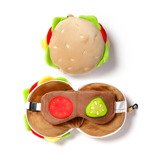 Relaxeazzz Fast Food Burger Round Plush Travel Pillow & Eye Mask