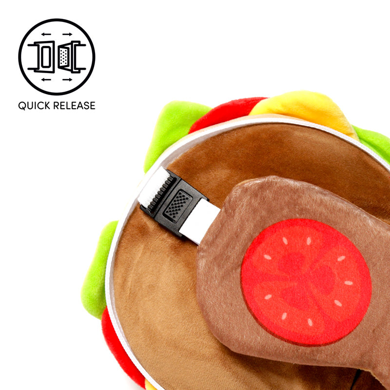 Relaxeazzz Fast Food Burger Round Plush Travel Pillow & Eye Mask