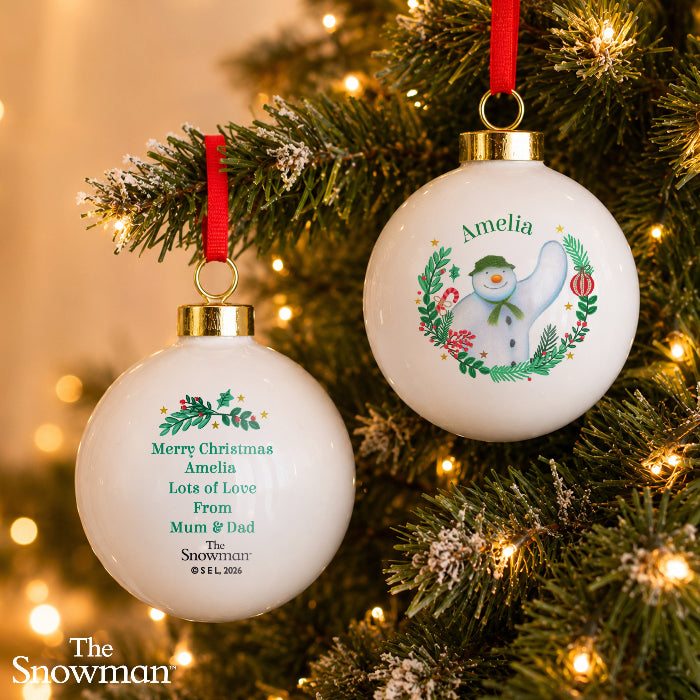 Personalised The Snowman Christmas Wishes Bauble | Ornament 