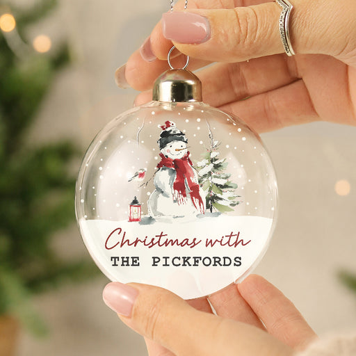 Personalised Traditional Snowman Glass Bauble | Ornament 
