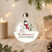 Personalised Traditional Snowman Glass Bauble
