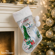 Personalised The Snowman Christmas Wishes Velvet Stocking
