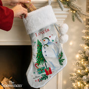 Personalised The Snowman Christmas Wishes Velvet Stocking