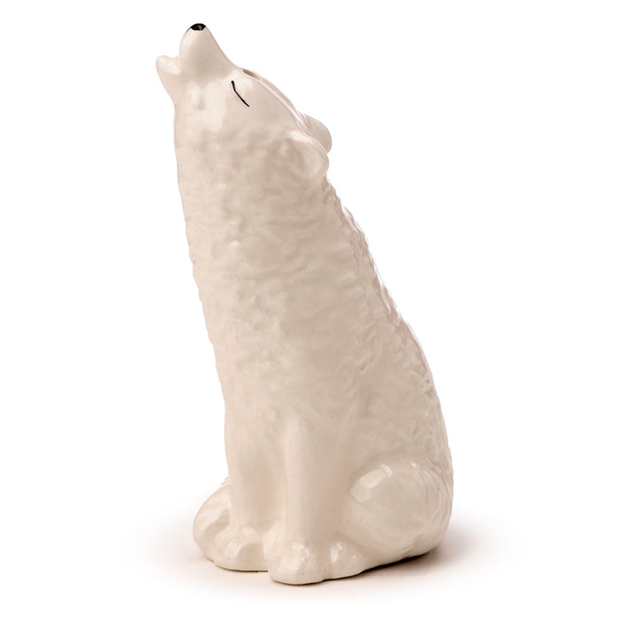 White Wolf Ceramic Salt & Pepper Shakers Set
